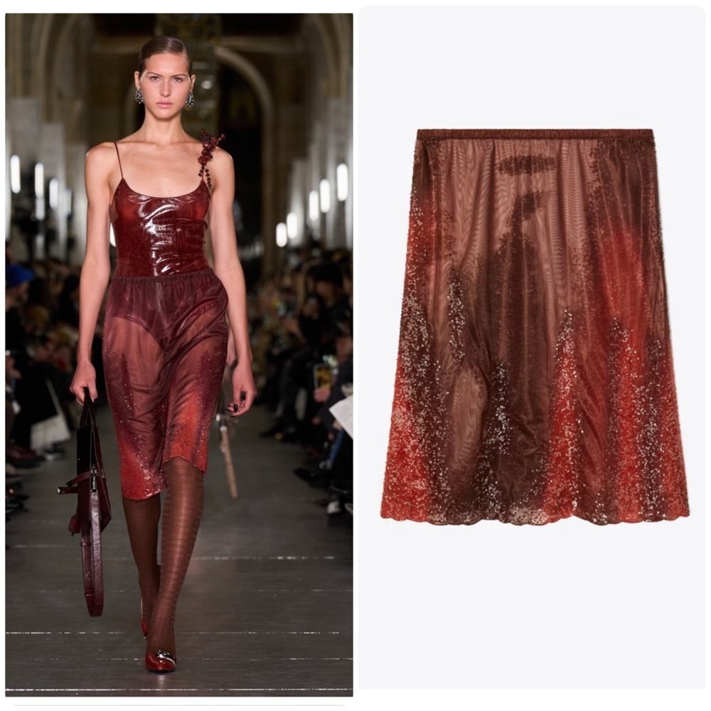 New Tory Burch Embellished Jersey Mesh Skirt - Picture 1 of 9
